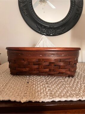 Henn Workshops Brown Wooden Tissue Box Basket